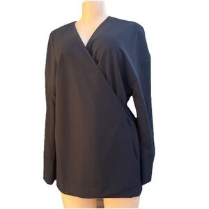 Zara Black Kimono Wrap Long Sleeve Top NWT Ladies Size M/L